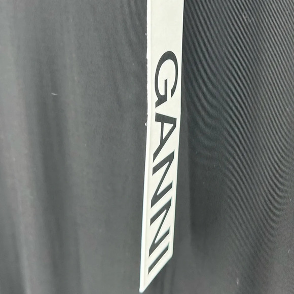 GANNI Bodysuit Top Womens L Black  All Crew Neck Long Sleeve Thin - Picture 6 of 13